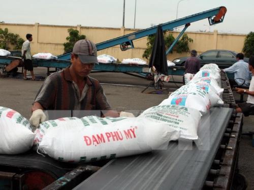 Bốc xếp sản phẩm phân đạm Phú Mỹ tại cảng Cần Thơ