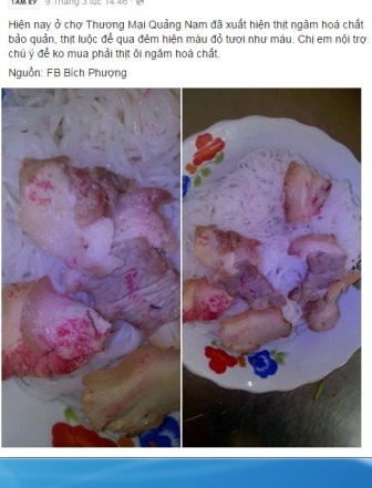 Hàng loạt trang Facebook chia sẻ bài viết về vụ việc thịt lợn đỏ như máu ở Quảng Nam