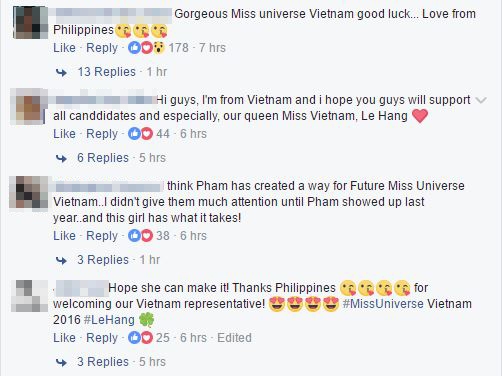 Lệ Hằng xuất hiện trên fanpage chính thức của Miss Universe 2016