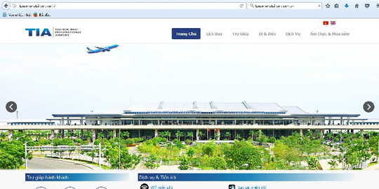 Trang chủ của website sân bay Tân Sơn Nhất đã hoạt động trở lại bình thường. 