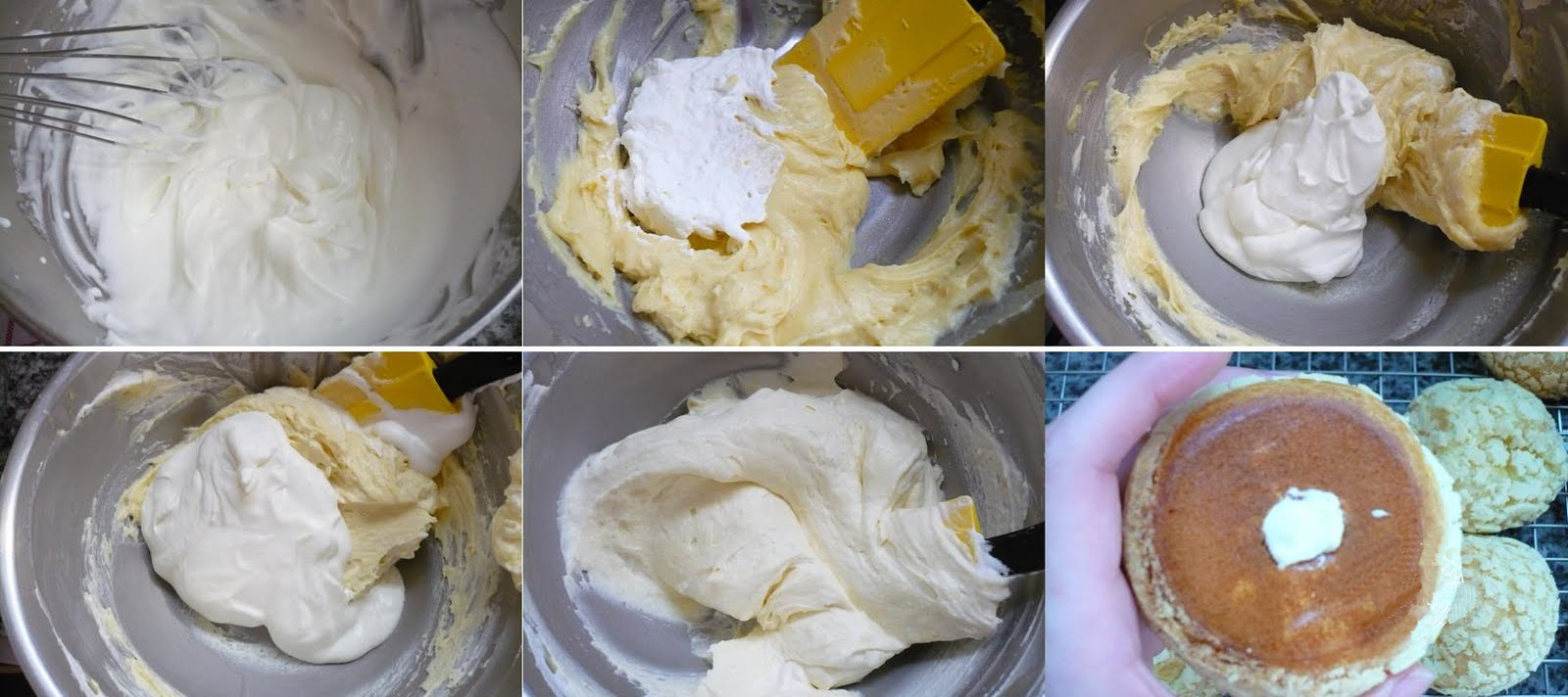 Bơm nhân kem vào bên trong bánh su kem rán