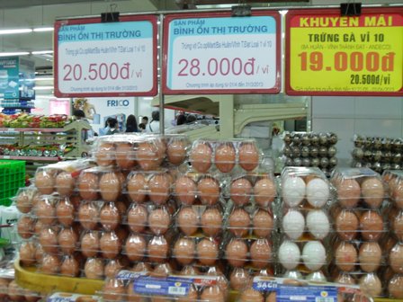 Trứng gia cầm tại thành phố HCM tăng 2.000 – 3.000 đồng/hộp 