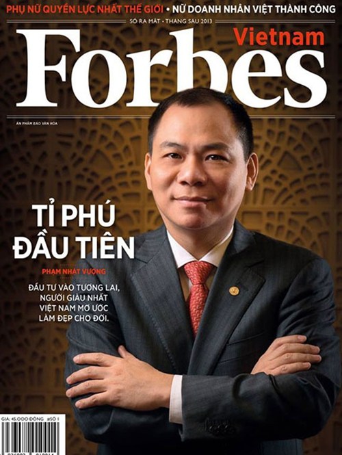 Tỷ phú Phạm Nhật Vượng trên trang bìa tạp chí Forbes phiên bản Việt số đầu tiên