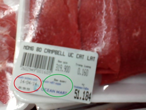 Thịt không có hạn sử dụng bán tại Ocean Mart