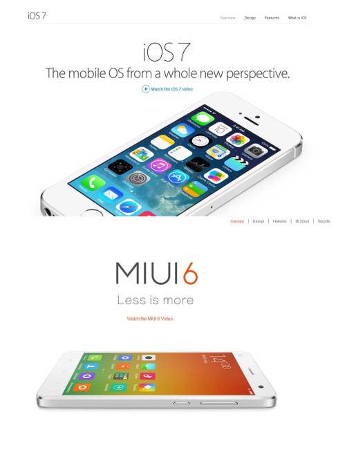 MIUI 6 của Xiaomi nhái hoàn toàn iOS7 của Apple