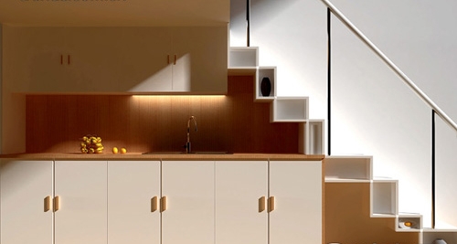Cách thiết kế nhà bếp dưới gầm cầu thang giúp tiết kiệm không gian phòng bếp