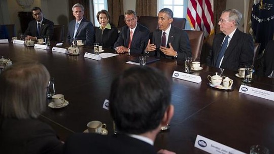 Tổng thống Mỹ Barack Obama gặp gỡ các lãnh đạo quốc hội hôm 13-1