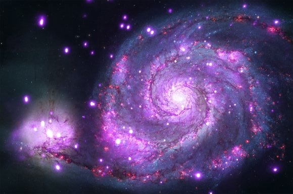 Thiên hà Whirlpool sáng lấp lánh với những tia X-quang tuyệt đẹp do các ngôi sao nơ-tron phát ra.