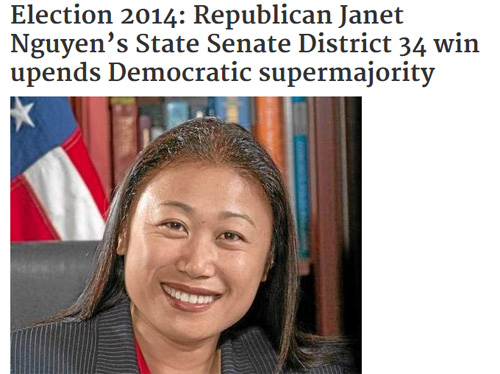Janet Nguyễn là người phụ nữ gốc Việt đầu tiên đã giành được chiếc ghế Thượng nghị sĩ ở quận Cam, nam California (Mỹ)
