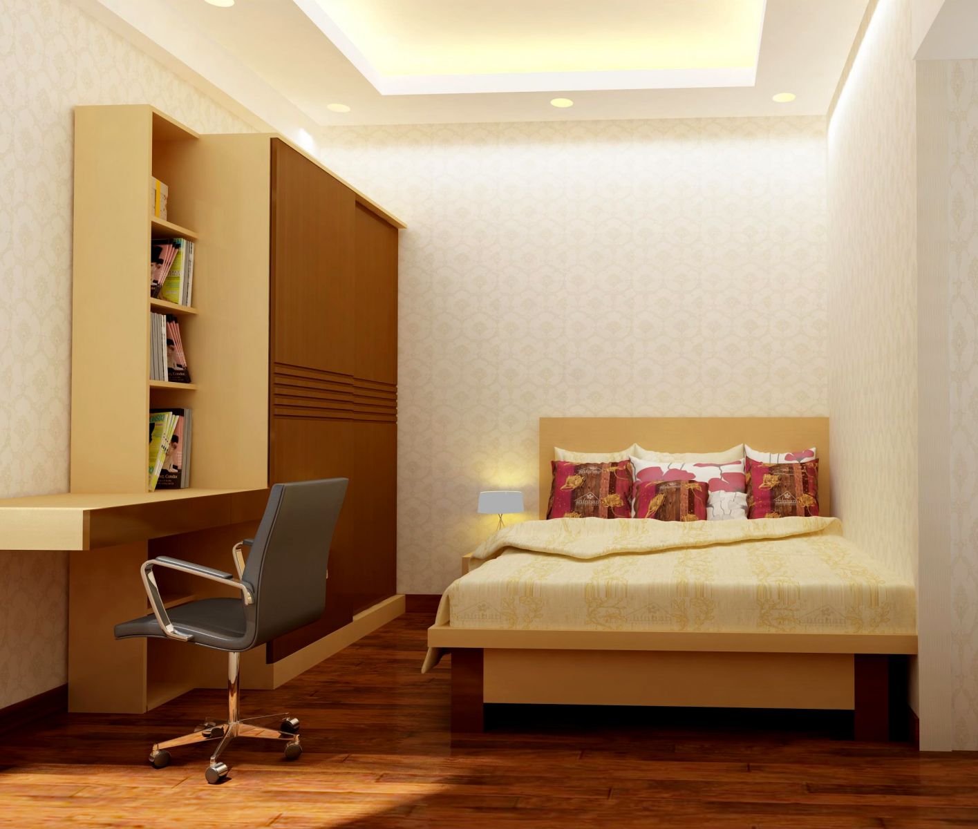 Bài trí phòng ngủ nhỏ với màu sắc đối lập đem lại cho căn phòng một phong cách đặc trưng riêng