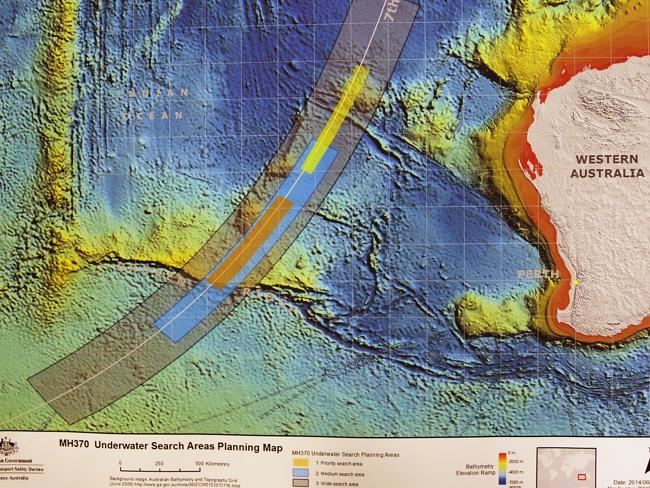 Bản đồ khu vực tìm kiếm máy bay mất tích MH370