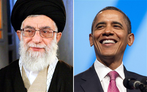 Tổng thống Mỹ Barack Obama (phải) và lãnh tụ tinh thần tối cao Iran Ayatollah Ali Khamenei