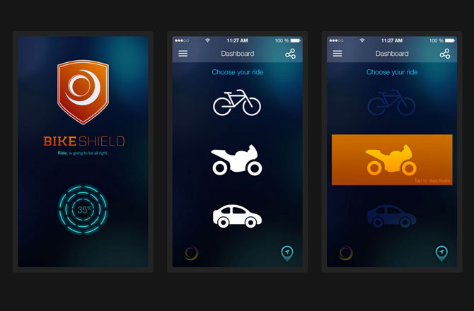 Giao diện của ứng dụng BikeShield