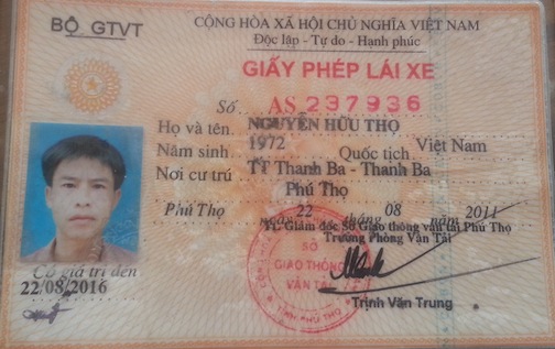 GPLX của tài xế Nguyễn Hữu Thọ trong tai nạn thảm khốc ở Lào Cai