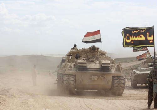Lực lượng an ninh Iraq và dân quân dòng Shiite tập trung ở phía ngoài tỉnh Salahuddin hôm 3/3