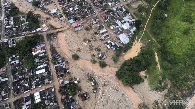Khu vực sạt lở đất nghiêm trọng tại biên giới Colombia. Ảnh: AFP