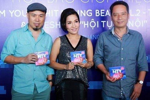 Bộ ba Mỹ Linh, Anh Quân, Huy Tuấn trong buổi họp báo ra mắt Album Young Hit Young Beat vol.2 - Thu nhớ