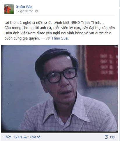 Nghệ sĩ Xuân Bắc mong NSND Trịnh Thinh được yên nghỉ nơi vính hằng