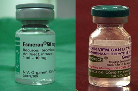 Lọ vắc xin và lọ thuốc gây mê Esmeron có hình dạng và quy cách hoàn toàn khác nhau nhưng vẫn bị nhầm lẫn?