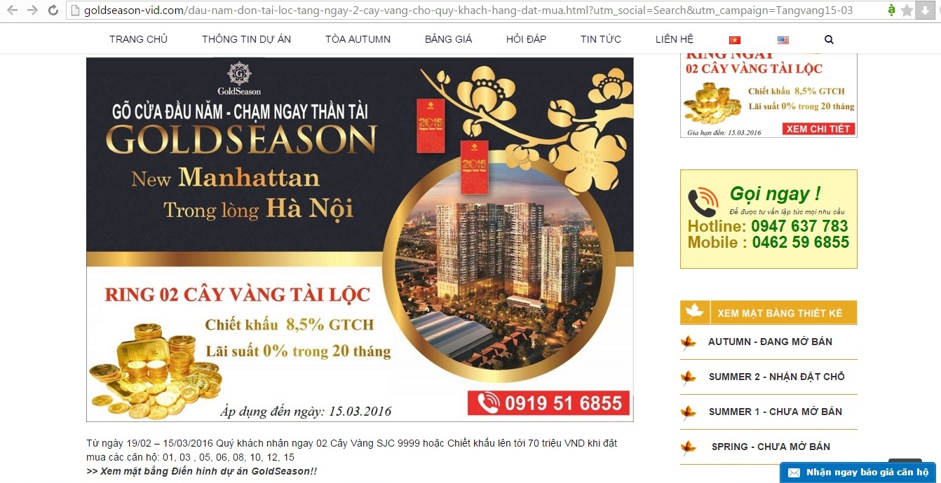 Thông qua website goldseasons-tnr.com, phóng viên được một nhân viên của dự án cho biết, GoldSeason 47 Nguyễn Tuân đã sẵn sàng cho người mua đến đặt chỗ từ trước đó.