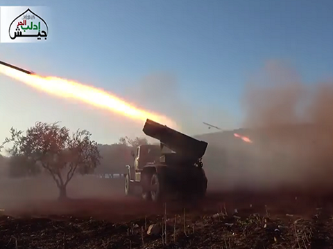  Tên lửa Grad được quân nổi dậy ở chiến sự Syria phóng vào thành phố Hama