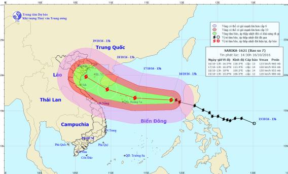  Bão số 7: Cơn bão mạnh nhất năm nguy cơ đổ bộ vào miền Trung. Ảnh: TTKTTVTW