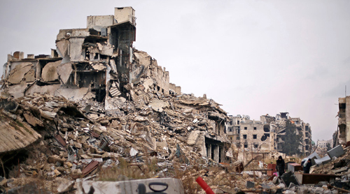  Chiến sự Syria: Cảnh hoang tàn ở khu vực chính phủ Syria kiểm soát tại thành phố chiến sự Aleppo ngày 17/12. Ảnh: Reuters