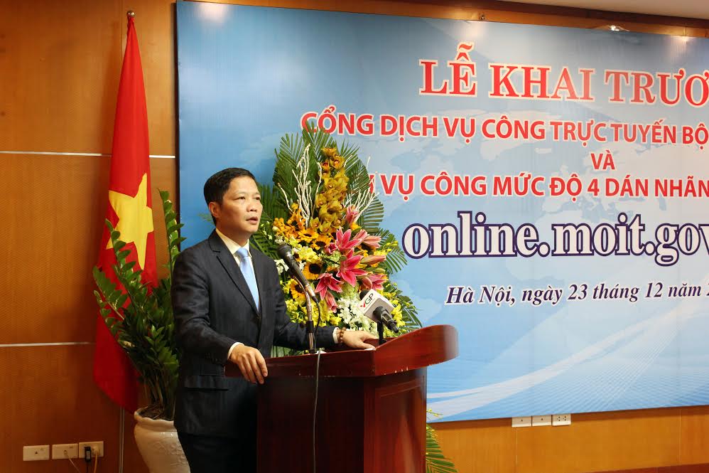 Bộ trưởng bộ Bộ Công Thương Trần Tuấn Anh phát biểu tại Lễ khai trương Cổng Dịch vụ công trực tuyến