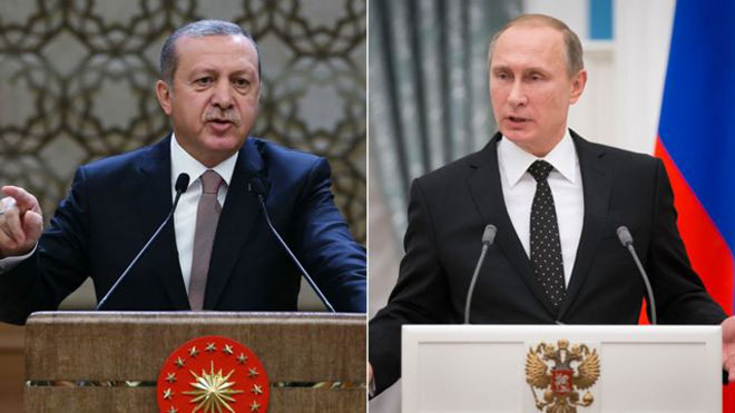  Chiến sự Syria: Tổng thống Thổ Nhĩ Kỳ Tayyip Erdogan và người đồng cấp Nga Vladimir Putin.