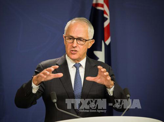 Thủ tướng Australia Malcolm Turnbull tại cuộc họp báo ở Sydney ngày 13/1. Ảnh: THX/TTXVN
