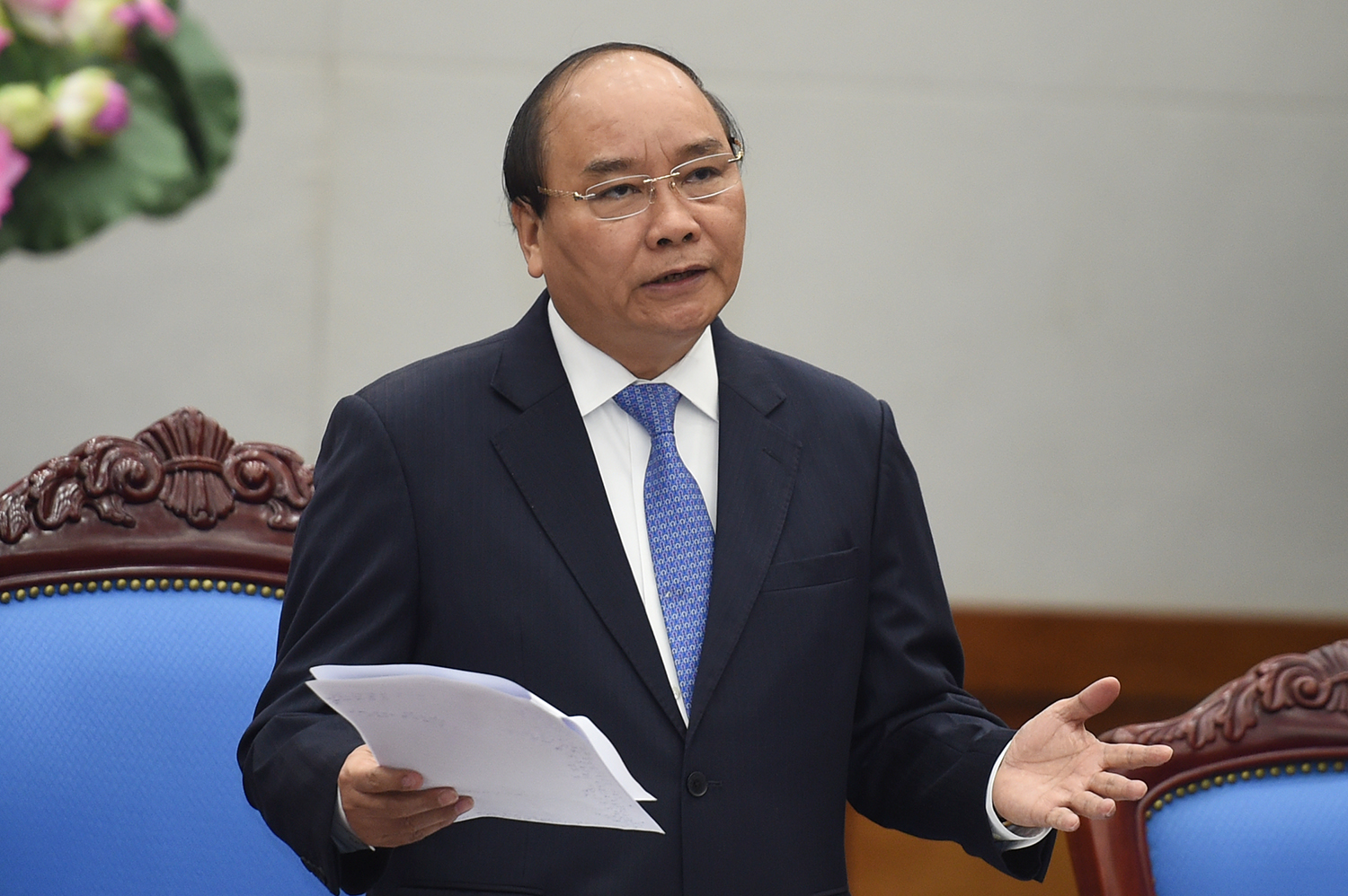  Thủ tướng Chính phủ Nguyễn Xuân Phúc chủ trì phiên họp Chính phủ thường kỳ tháng 1. Ảnh: VGP
