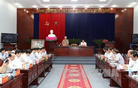  Tổng Bí thư Nguyễn Phú Trọng phát biểu tại buổi làm việc với cán bộ chủ chốt tỉnh Bạc Liêu. Ảnh: TTXVN