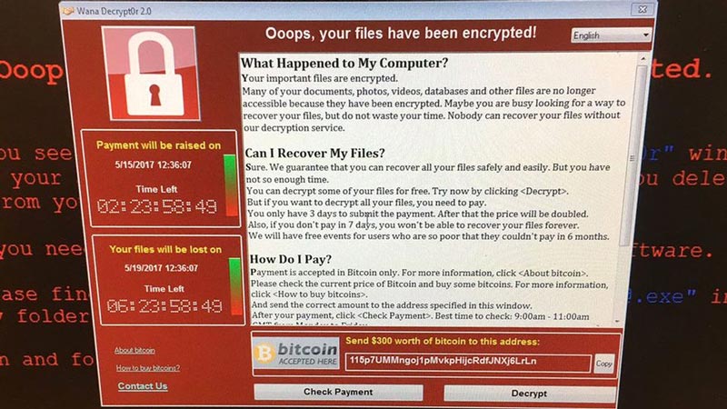  Thông báo đòi tiền chuộc của hacker sau khi máy tính bị virus Wanna Cry tấn công. Ảnh: Imgur