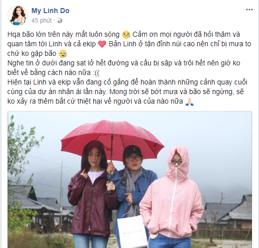  Hoa hậu Đỗ Mỹ Linh đã cập nhật tình hình của bản thân và ekip trên trang cá nhân. Ảnh chụp màn hình