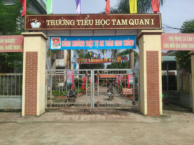  Cổng trường Tiểu học Tam Quan 1 - nơi xảy ra sự việc đáng tiếc. Ảnh: Dân trí