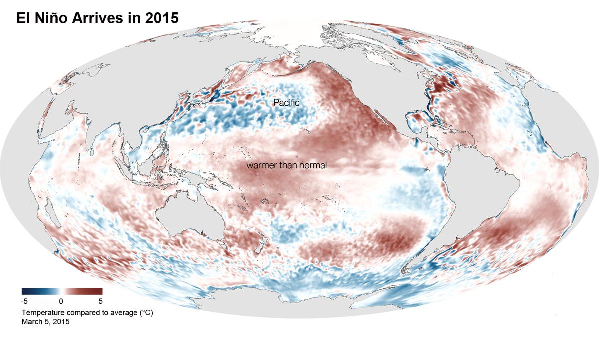 Hiện tượng El Nino xuất hiện năm 2015 làm Trái Đất nóng lên
