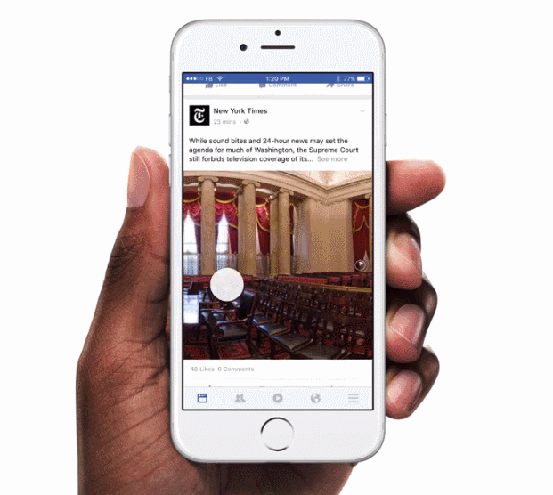 Tính năng mới của Facebook cho phép người dùng tải lên và xem ảnh 360 độ ngay trong News Feed