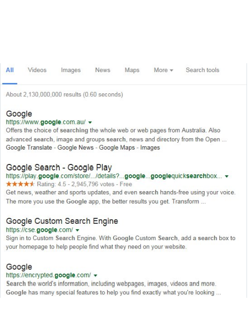 Kết quả tìm kiếm của hãng Google có màu đen thay vì xanh. Ảnh: the Verge