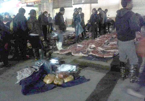 Hãi hùng chợ thịt lợn bẩn Thạch Thất là nguôn cung của nhiều sạp thịt ở chợ đầu mối Hà Nội
