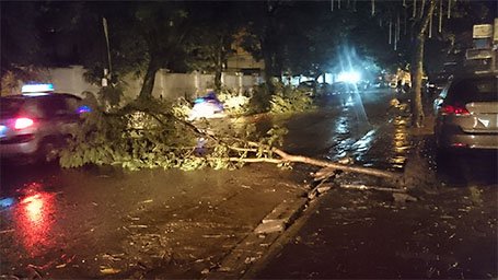 Bão số 3 làm ngập úng và đổ cây tại nhiều tuyến đưởng lớn ở Hà Nội khiến giao thông trì trệ.