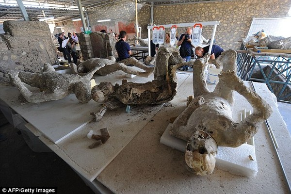 Các xác chết hóa đá khai quật được tại Pompeii