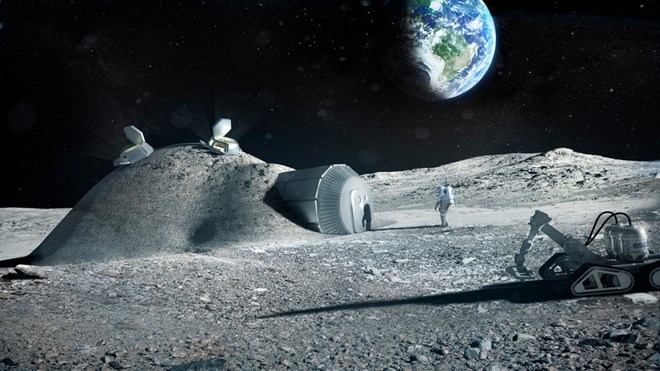 Hình ảnh một trạm không gian trên Mặt Trăng