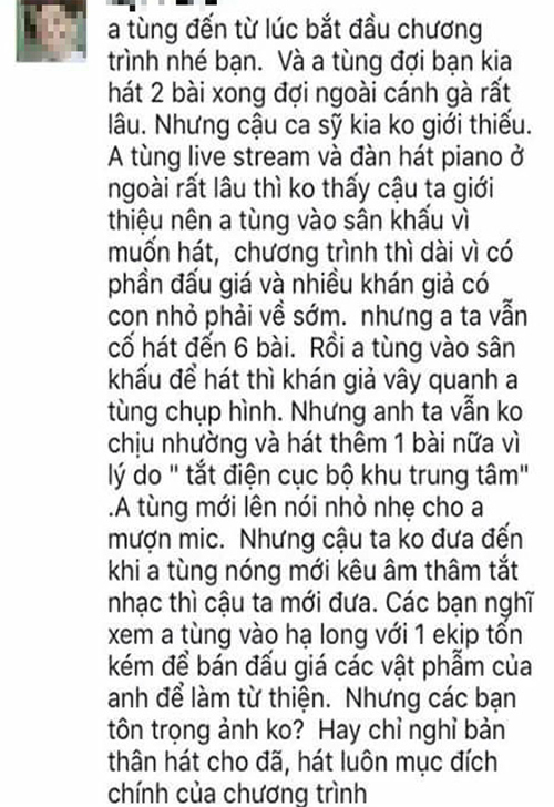 Ca sĩ Phan Đinh Tùng bị tố cướp micro, coi thường nghệ sĩ trẻ