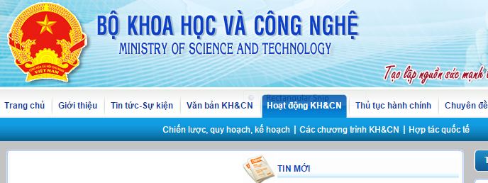 Công khai các nhiệm vụ KHCN trên Cổng thông tin của Bộ KHCN