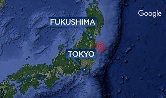 Khu vực động đất ở Nhật Bản sáng 22/11. Ảnh: Google Maps