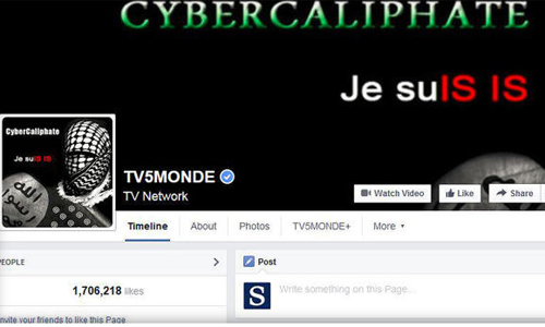 Nhóm tin tặc tự xưng thuộc khủng bố IS chiếm kênh Facebook của kênh truyền hình Pháp