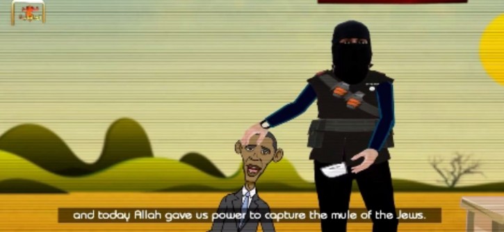 Hình ảnh cắt ra từ video tuyên truyền chặt đầu Tổng thống Obama của khủng bố IS
