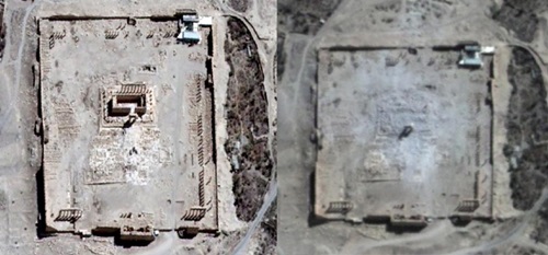 Ảnh vệ tinh do UNOSAT công bố cho thấy đền Bel đã biến mất