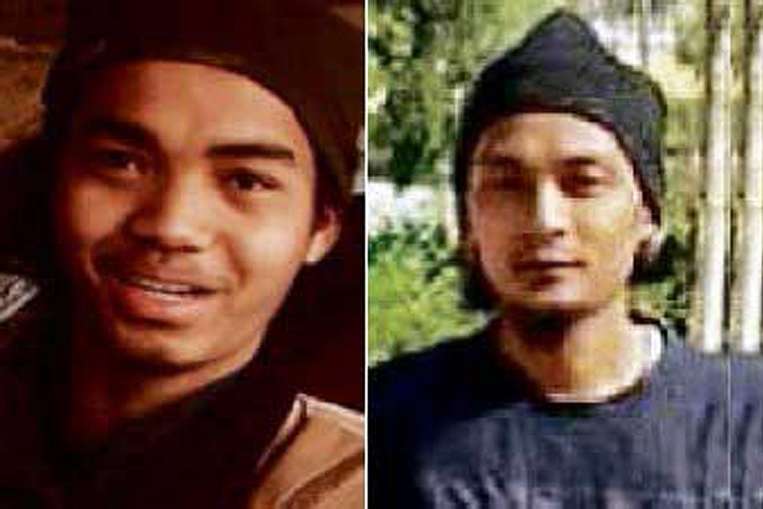 Tên Mohd Amirul Ahmad Rahim (trái) tham gia đánh bom tự sát tại Raqqa, Syria ngày 29/12 và tên Mohamad Syazwan Mohd Salim (phải) đánh bom liều chết tại Tikrit, Iraq ngày 3/1