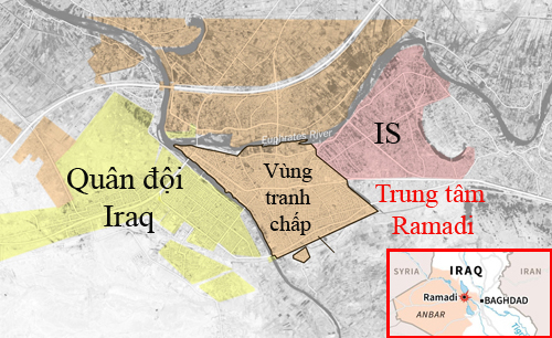Quân đội Iraq tiến vào từ nhiều hướng, vây chặt các tay súng thuộc tổ chức khủng bố IS ở trung tâm Ramadi